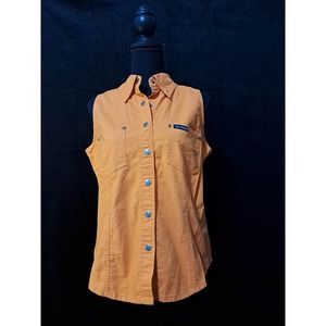 Harley Davison Sleeveless Shirt, Orange, Size Medium